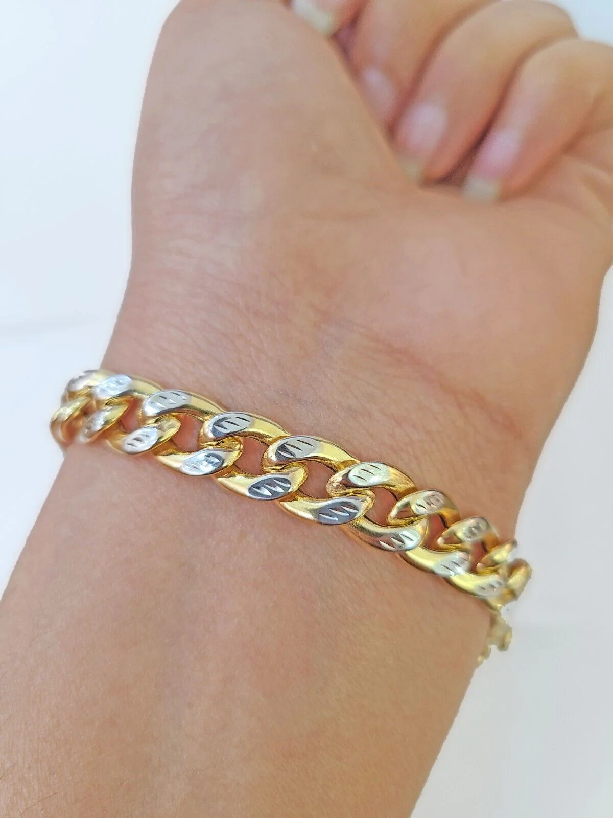 10K Yellow Gold Bracelet Real Cuban Curb Link Diamond Cut 10mm 8" Inch REAL Gold - Image 3