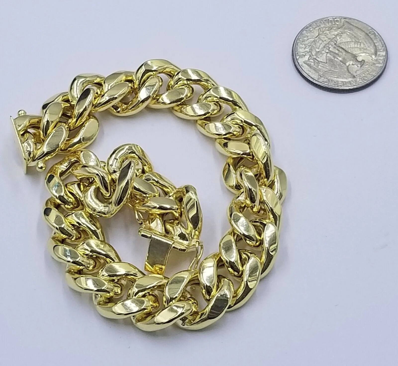10K Yellow Gold Bracelet Royal Miami Cuban Link 9 inch Bracelet 13mm Real - Image 4