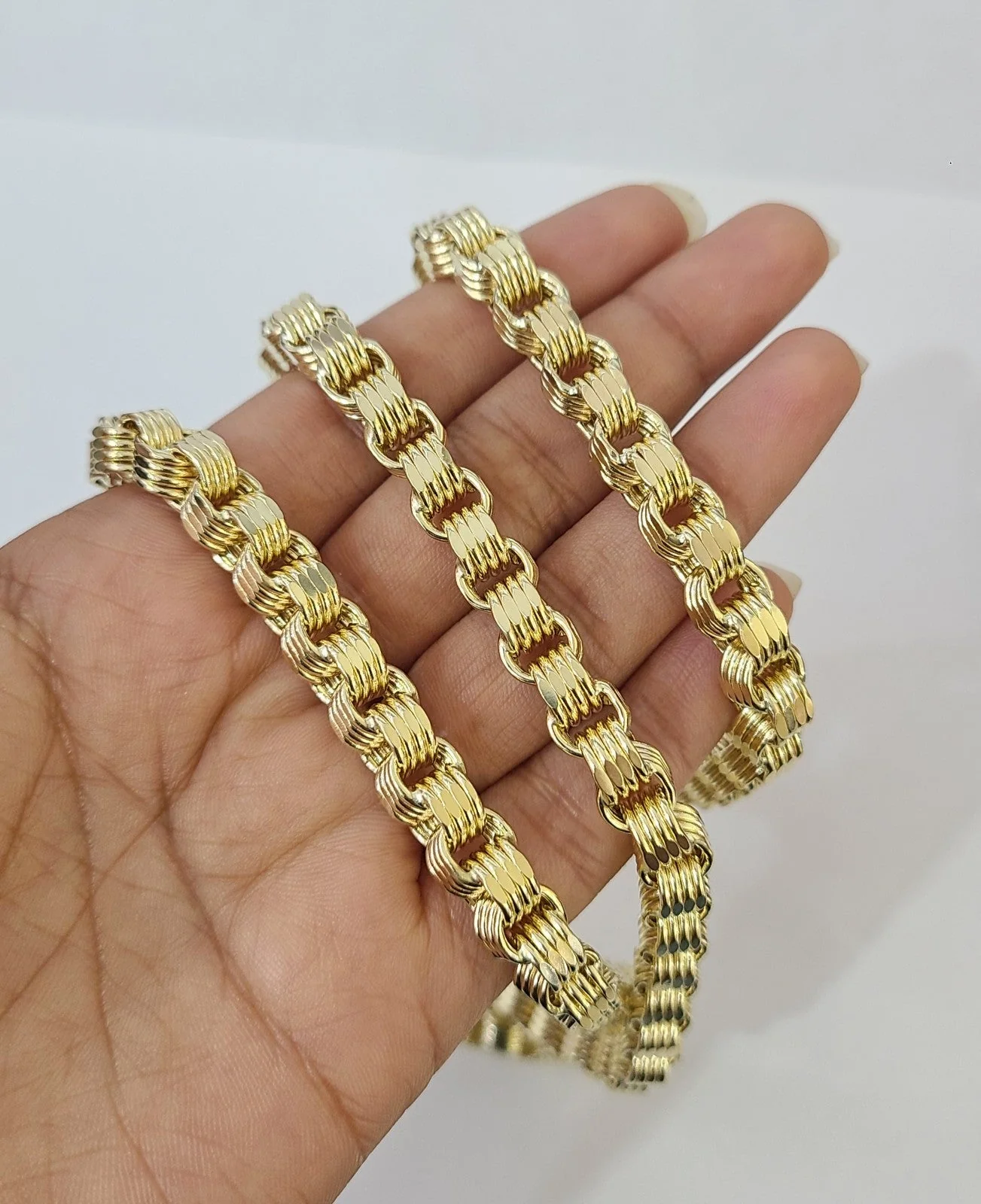 10k Yellow Gold Byzantine Chain 6mm Necklace Bracelet Set Real Men Women Real - Image 9
