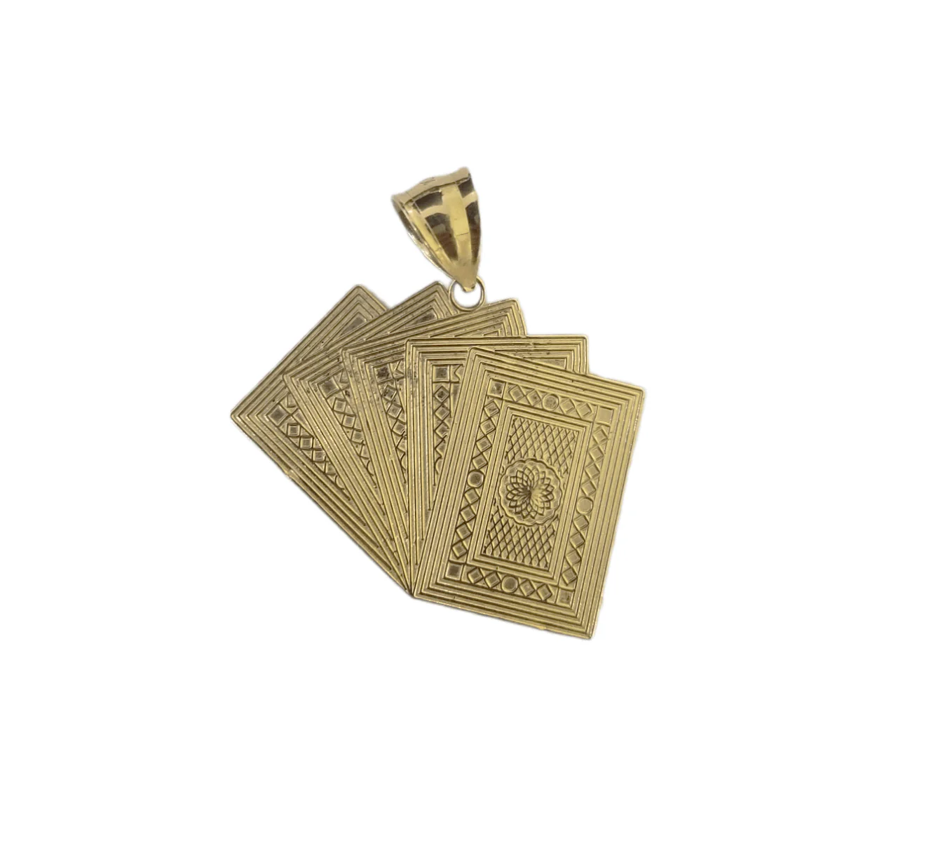 10k Yellow Gold Card Game Pendent 4mm Palm Chain 22" Inch Necklace - Image 8