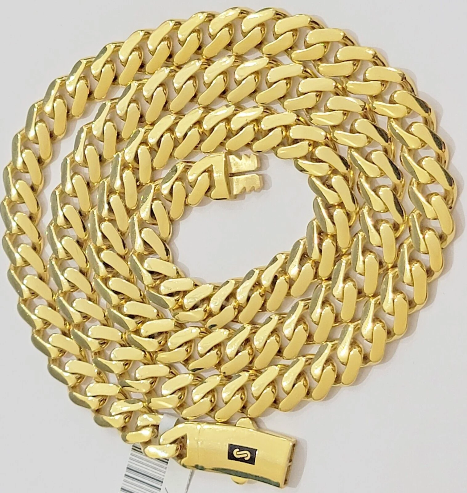 10k Yellow Gold Chain Miami Cuban Royal Monaco Curb Link  9mm Necklace 18" REAL - Image 3