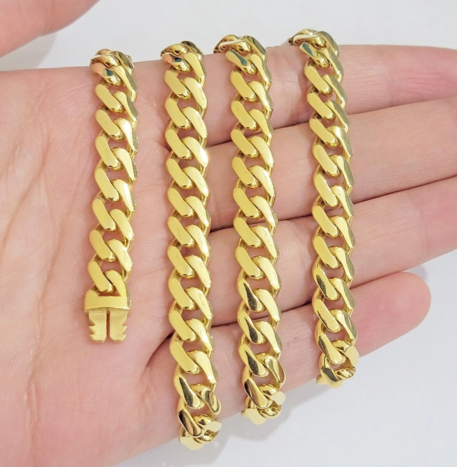 10k Yellow Gold Chain Miami Cuban Royal Monaco Curb Link  9mm Necklace 18" REAL - Image 4
