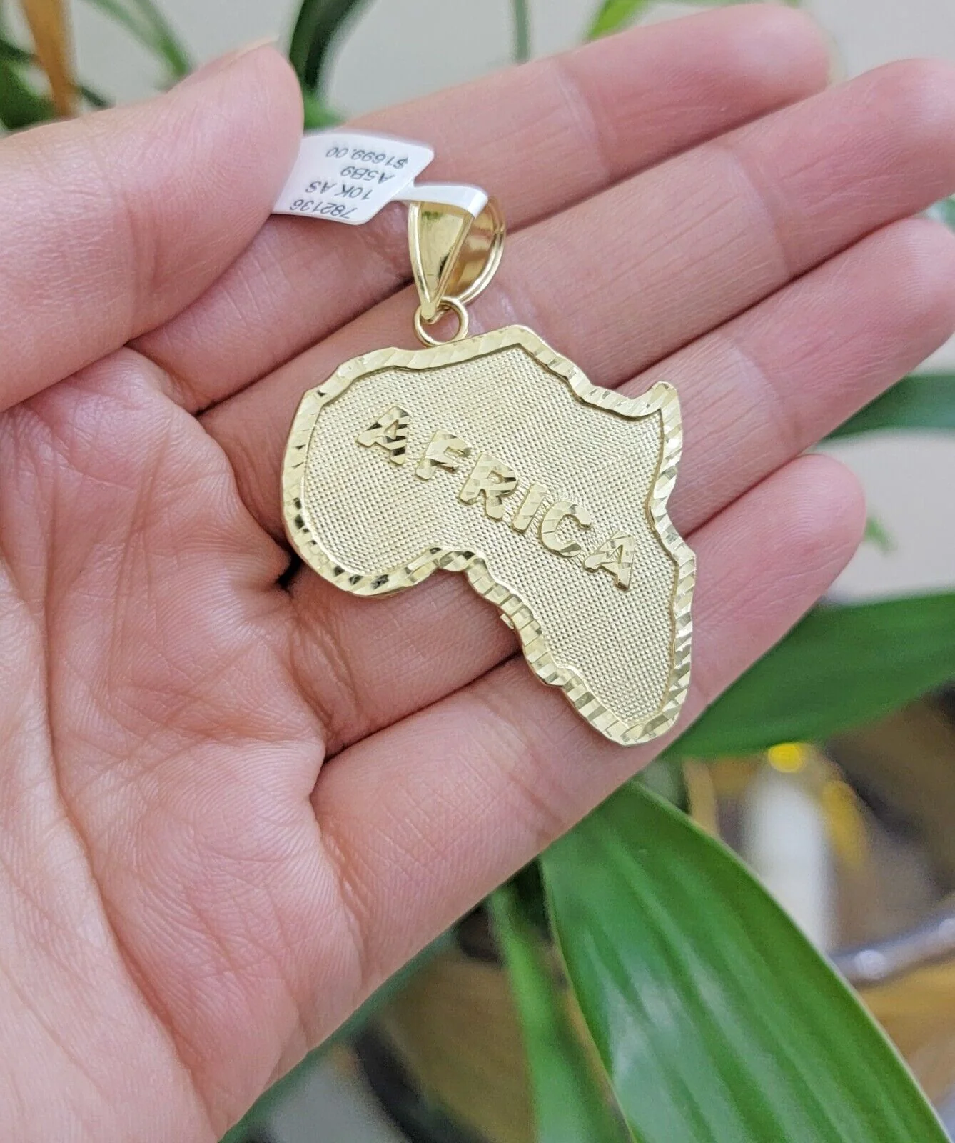 10k Yellow Gold Charm Africa Continent Pendant for Men Real 10kt - Image 2