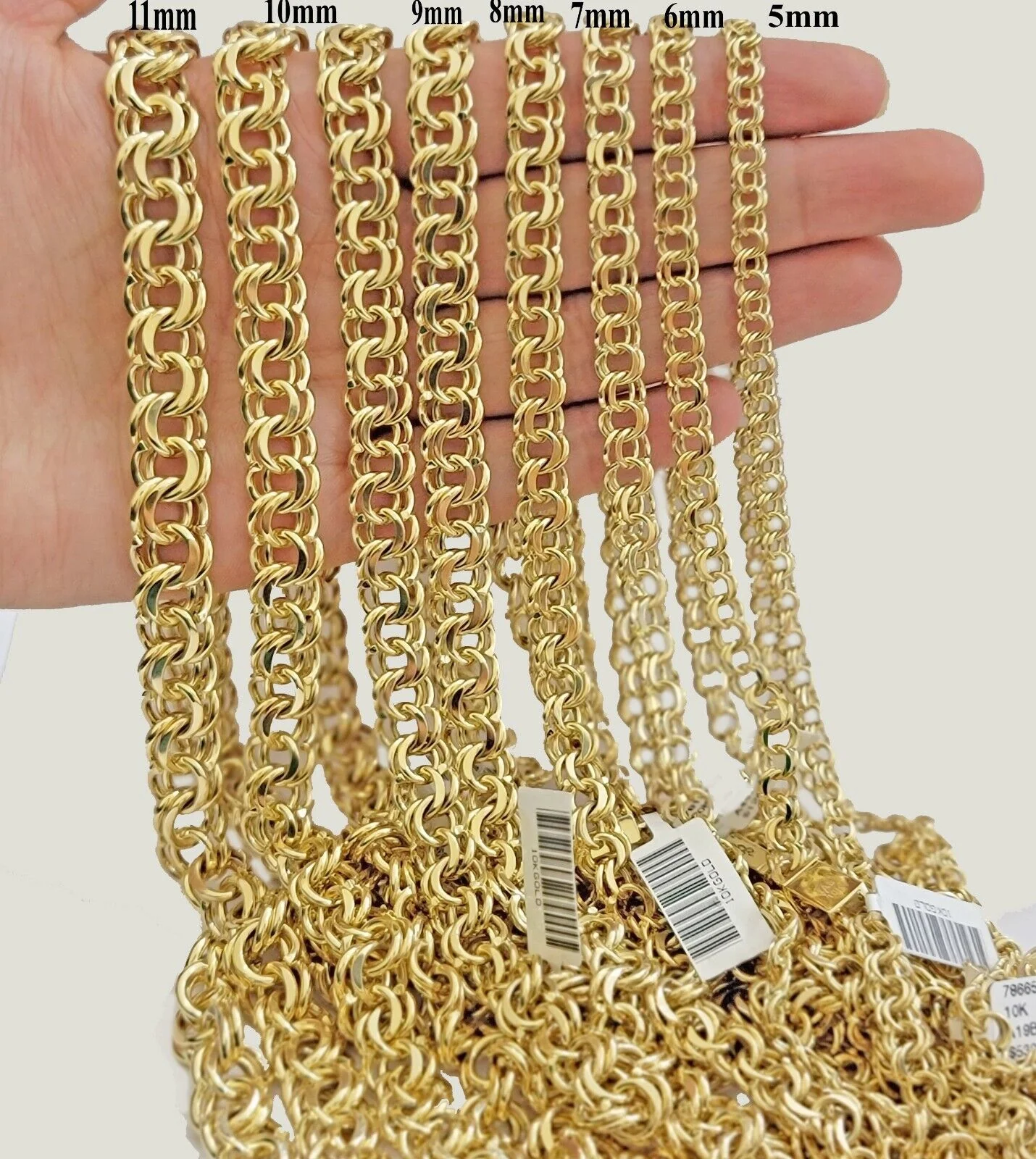 Real 10k Yellow Gold Chino Chain Solid Link Necklace 5mm-11mm 22"-26" Mens - Image 12