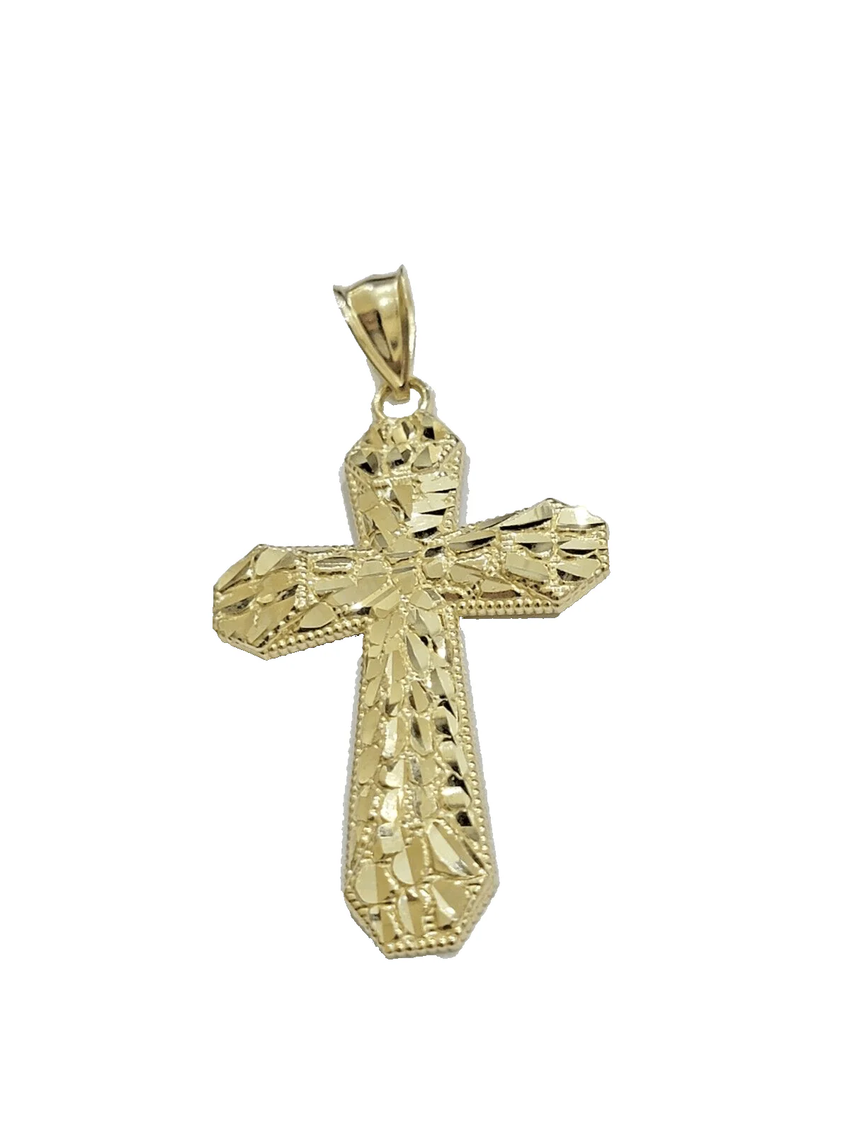 10k Yellow Gold Cross Charm Jesus Pendant 2'' Inch Necklace Chain Real 10kt - Image 10