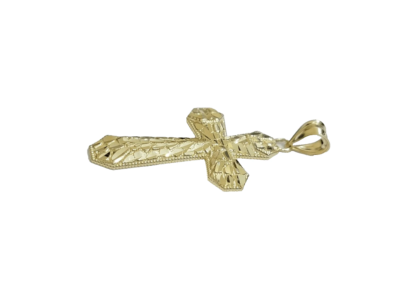 10k Yellow Gold Cross Charm Jesus Pendant 2'' Inch Necklace Chain Real 10kt - Image 11