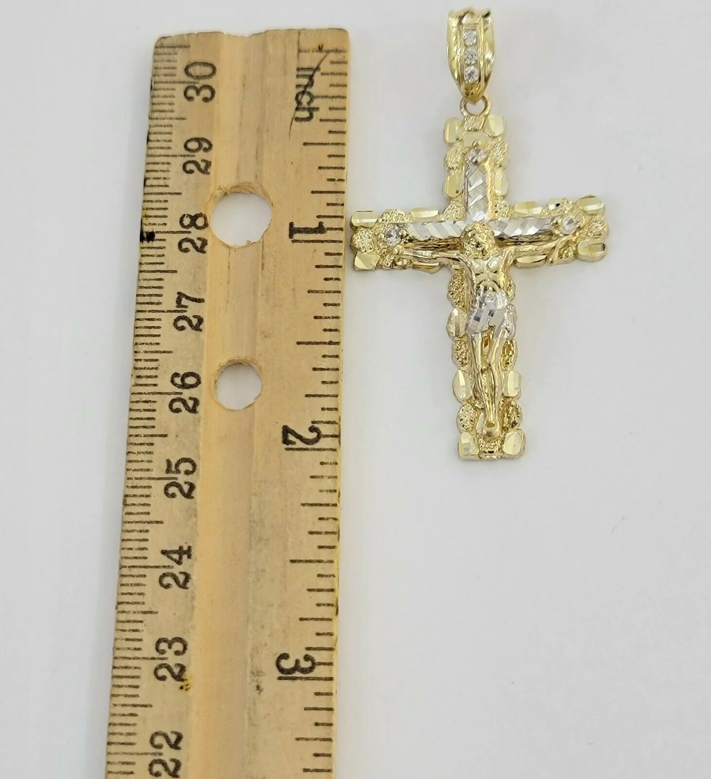 10k yellow Gold cross Pendant charm Jesus crucifix 4" 3" 2" 1.5" Men women, REAL - Image 10