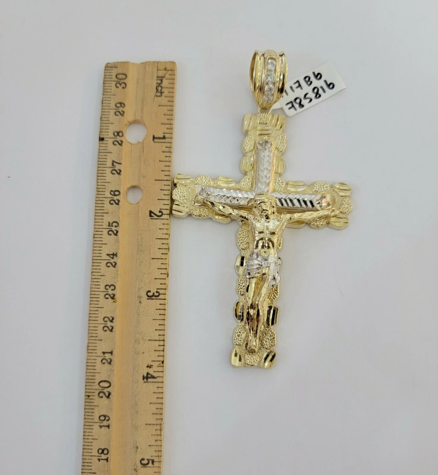 10k yellow Gold cross Pendant charm Jesus crucifix 4" 3" 2" 1.5" Men women, REAL - Image 14