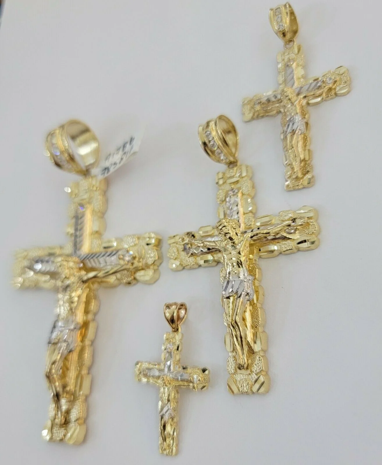 10k yellow Gold cross Pendant charm Jesus crucifix 4" 3" 2" 1.5" Men women, REAL - Image 15
