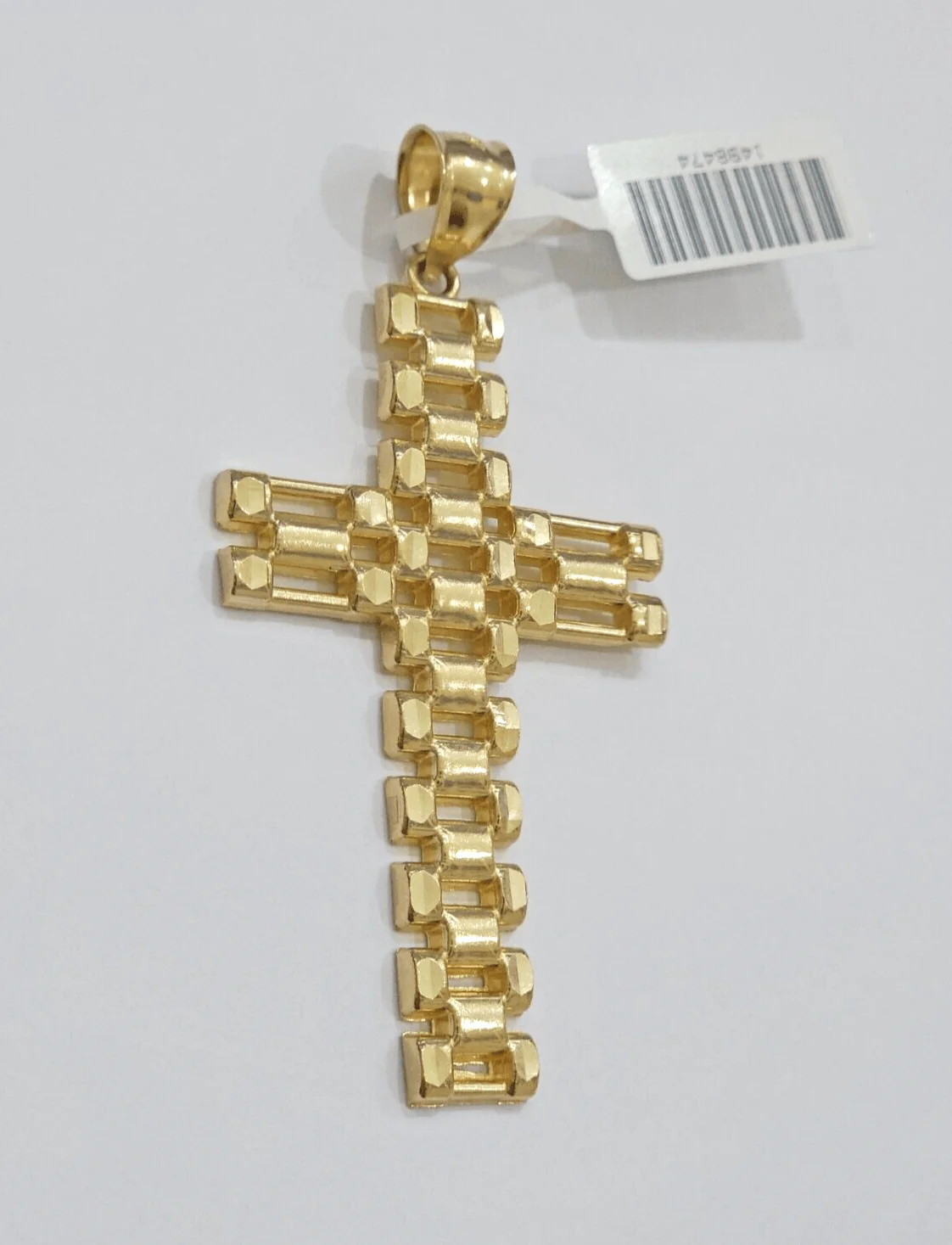 10K Yellow Gold Cross Pendant Mens Jesus Crucifix Charm 2.8 Inch For Thick Chain - Image 4