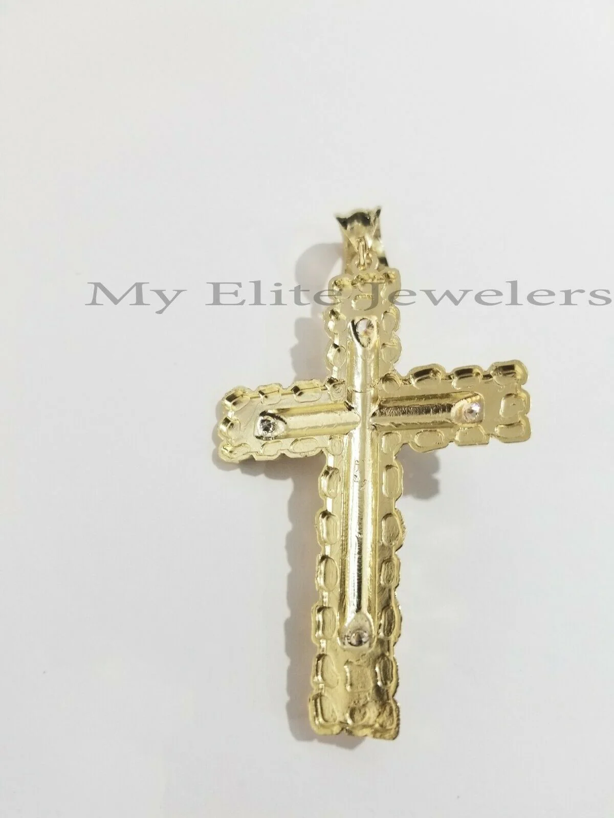10K Yellow Gold Cross Pendant Men's Jesus Crucifix Charm 3" , fits Thick Chain - Image 5