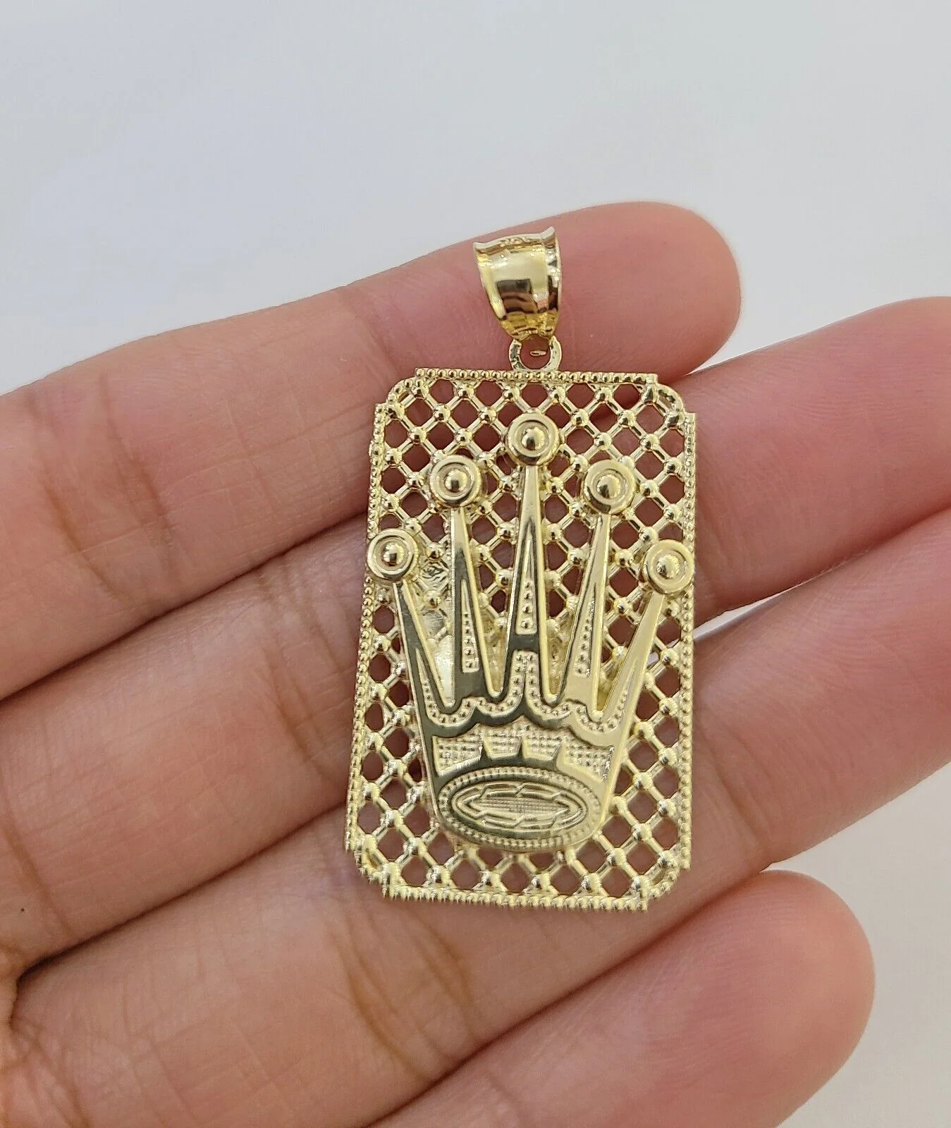 Real 10K Yellow Gold Crown Pendent 4mm Rope Chain 18" 20" 22"24"26" Inch - Image 6