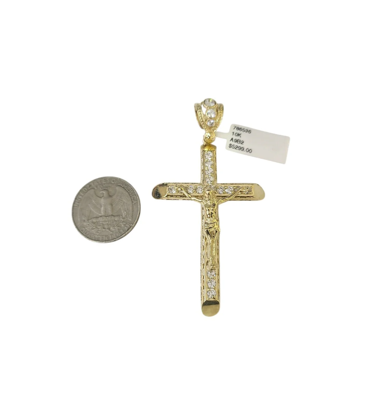 10k Yellow Gold Cuban Curb Chain Crucifix Cross Pendant Charm 8mm Necklace Men - Image 2