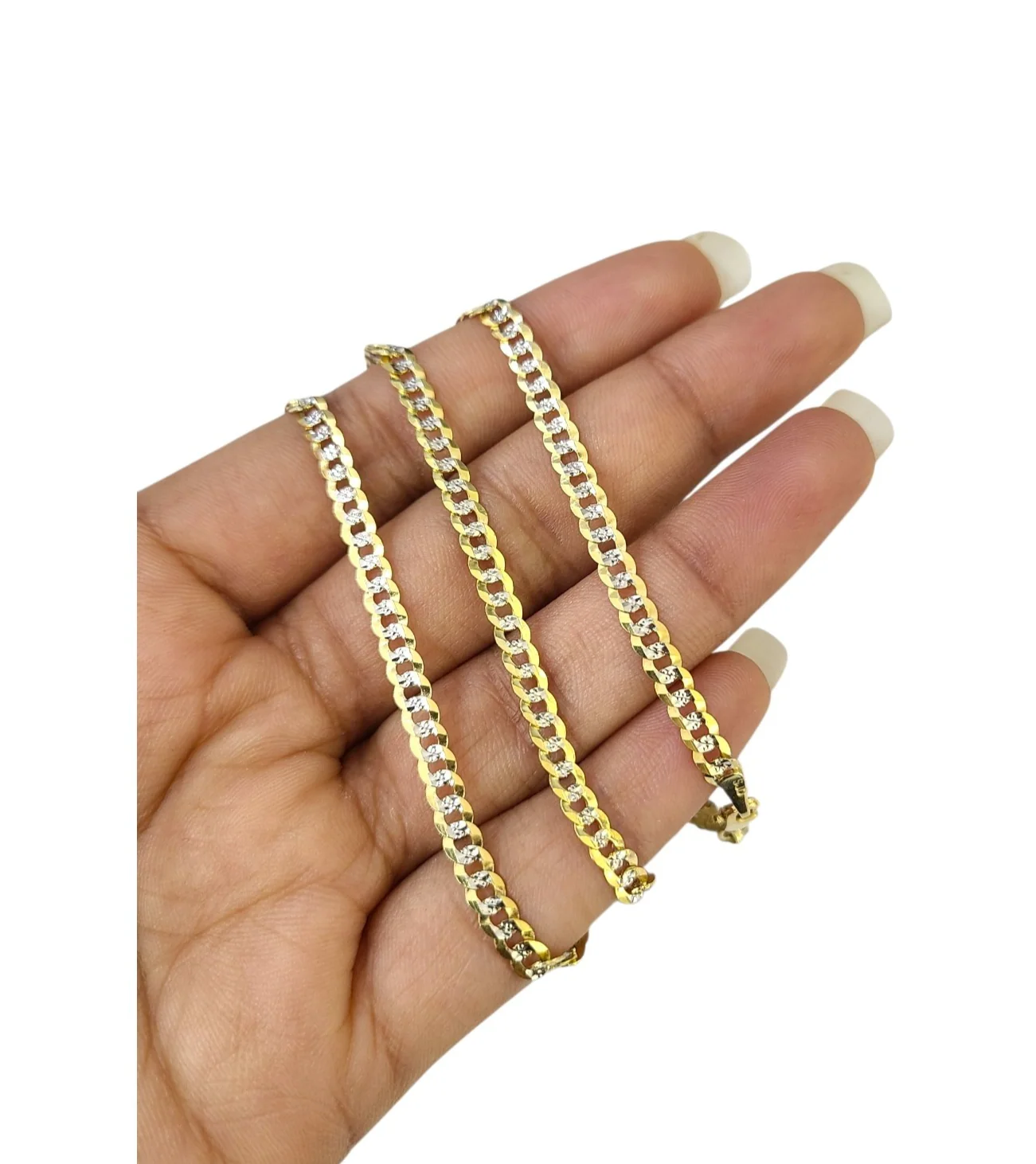 10K Yellow Gold Cuban Curb Chain Necklace 4mm 20 Inch REAL 10kt Diamond Cuts - Image 2