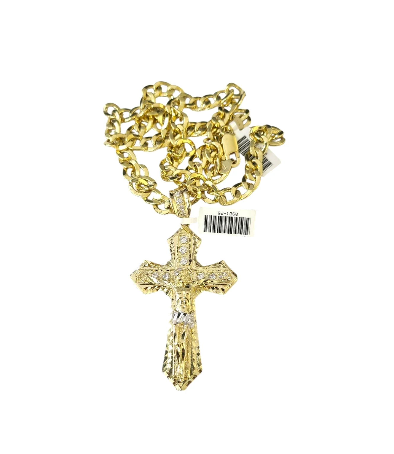 10k Yellow Gold Cuban Curb Chain SET Christ Cross Pendant Charm 8mm Necklace Men - Image 6