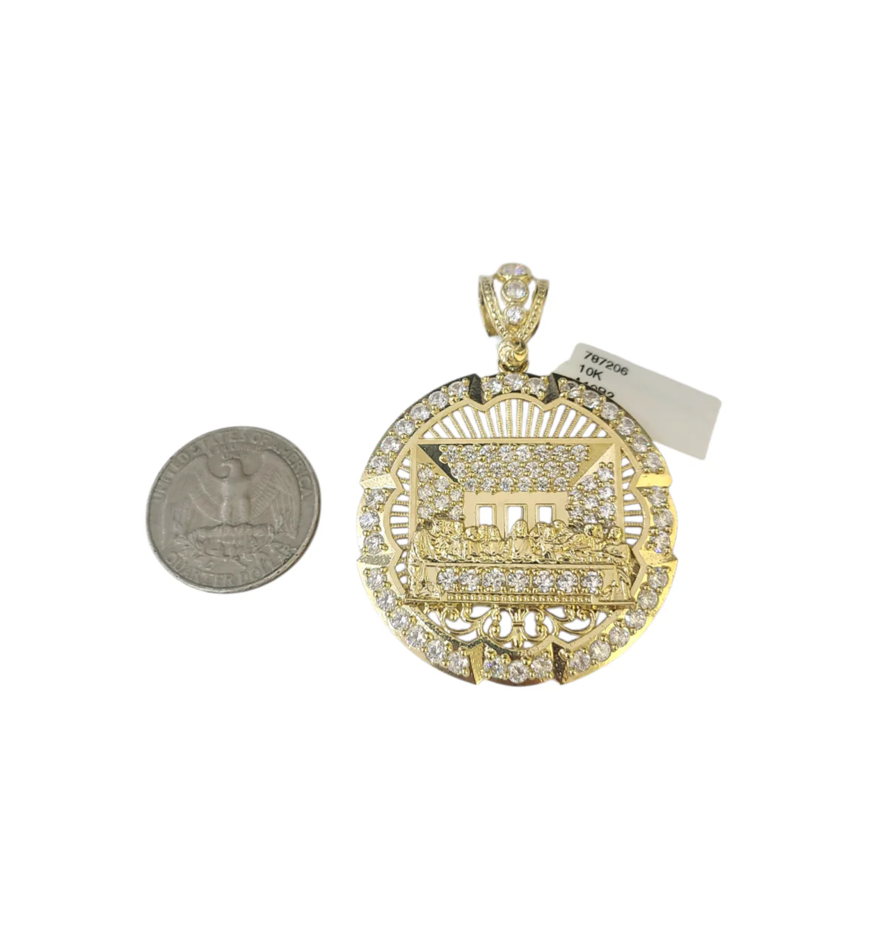 10k Yellow Gold Cuban Curb Chain SET Last Supper Pendant Charm 8mm Necklace Men - Image 4