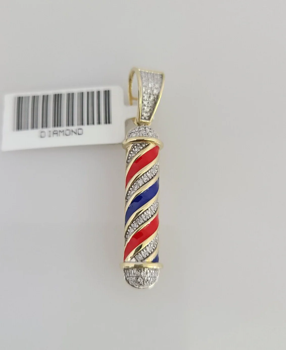10k Yellow Gold Diamond Barber Shop Charm Real 10Kt Pendant Natural Genuine