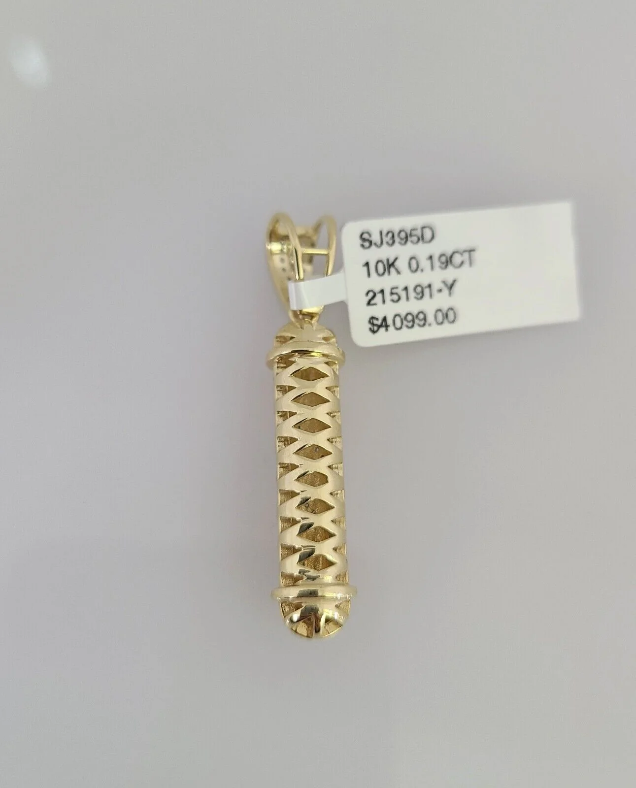 10k Yellow Gold Diamond Barber Shop Charm Real 10Kt Pendant Natural Genuine - Image 6