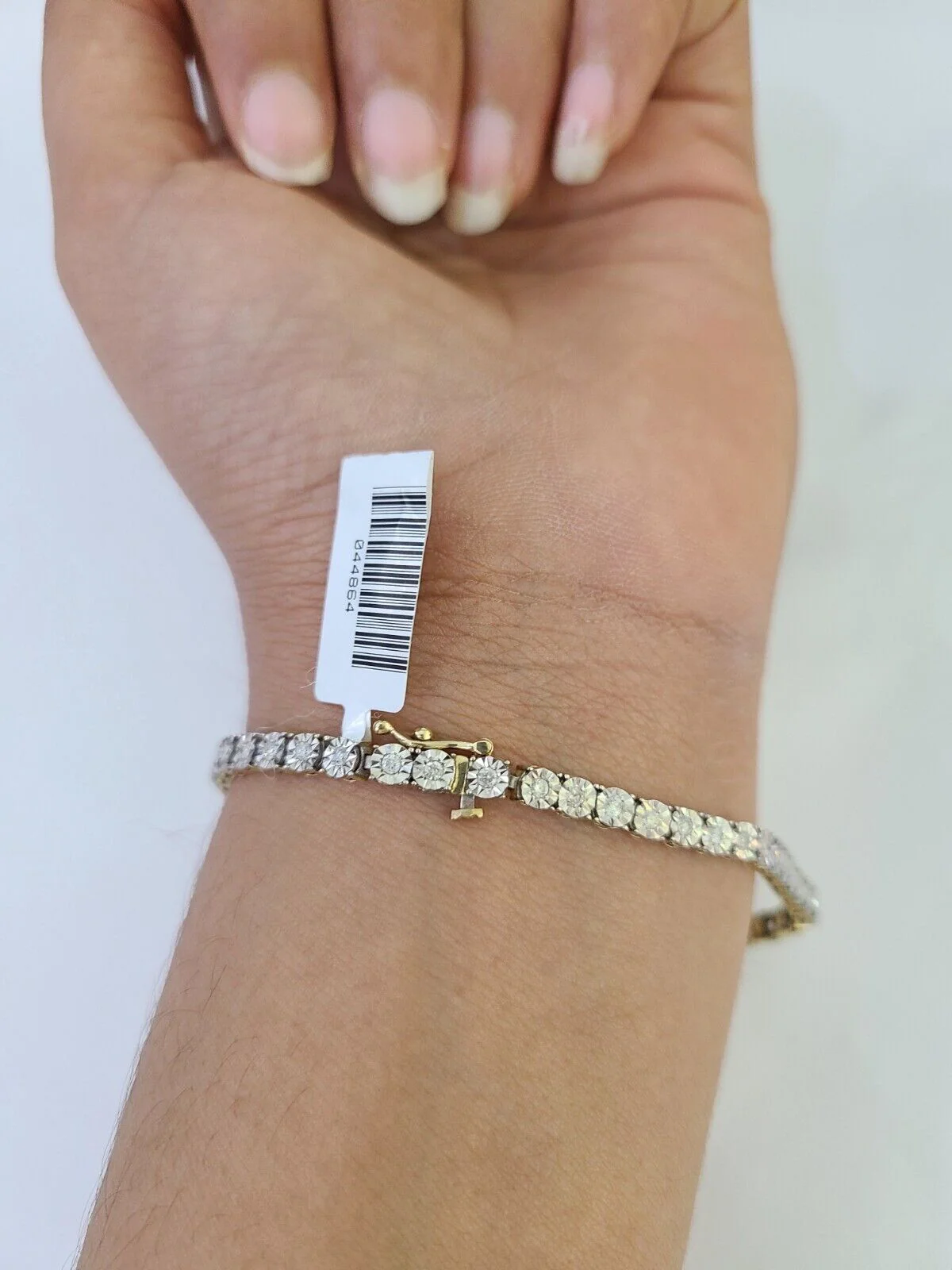 10K Yellow Gold Diamond Bracelet Women Ladies 7" REAL Genuine Gold - Image 3