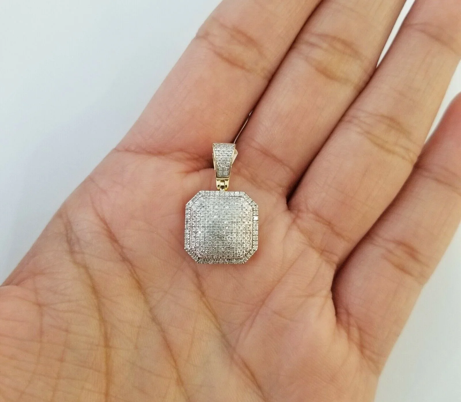 10K Yellow Gold Diamond Charm rope chain 3mm 26" SET & Pendant & Neckalce men's - Image 4