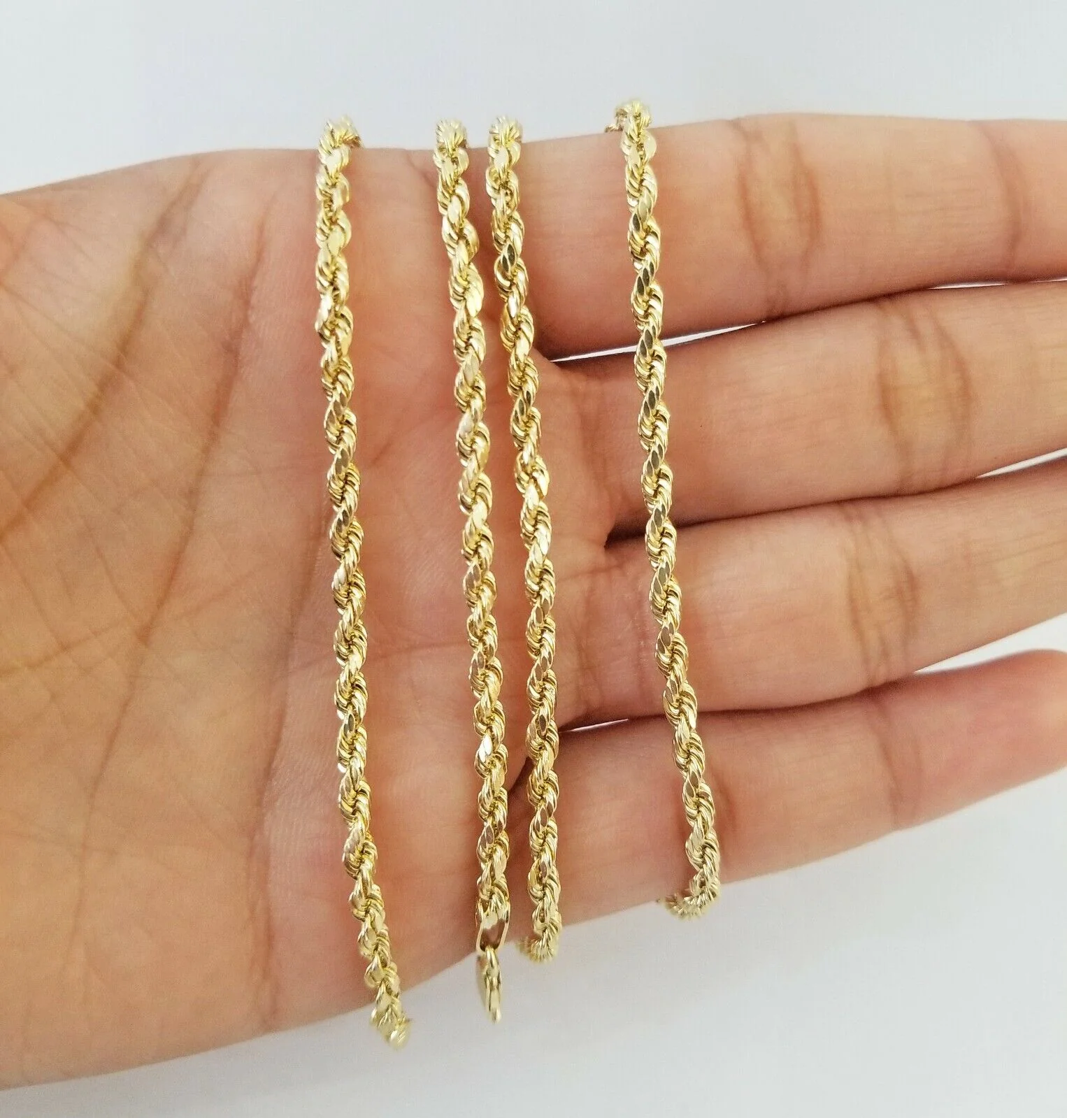 10K Yellow Gold Diamond Charm rope chain 3mm 26" SET & Pendant & Neckalce men's - Image 5