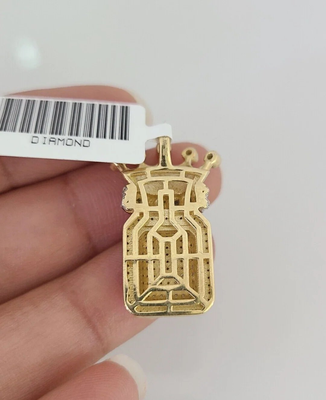 10k Yellow Gold Diamond Crown King Charm Real 10Kt Pendant Natural Genuine - Image 3