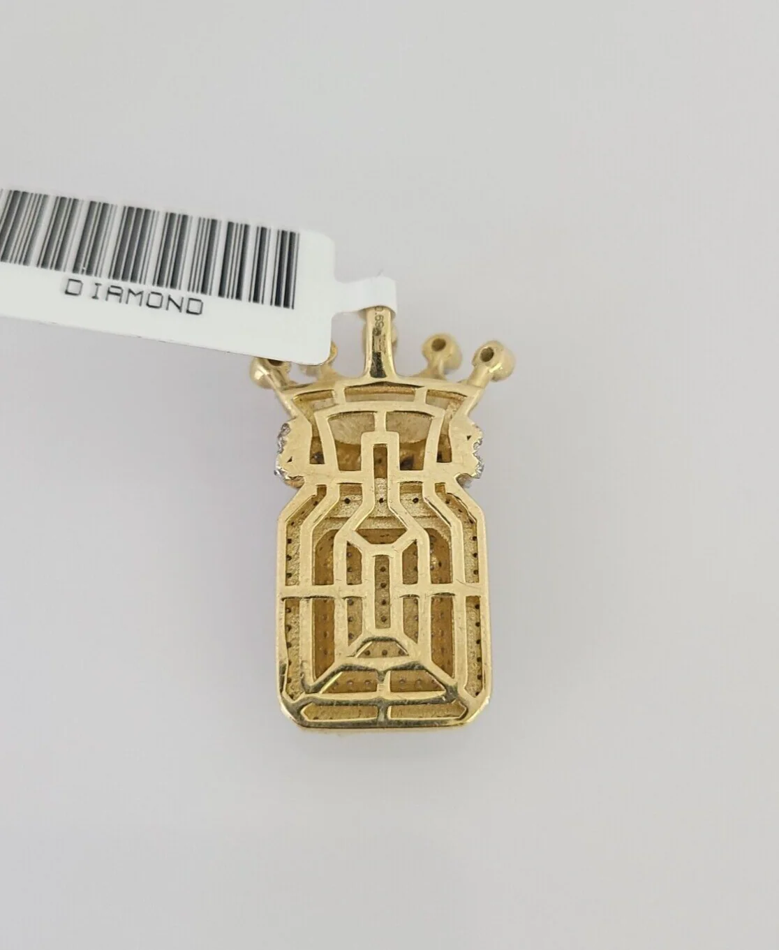 10k Yellow Gold Diamond Crown King Charm Real 10Kt Pendant Natural Genuine - Image 5