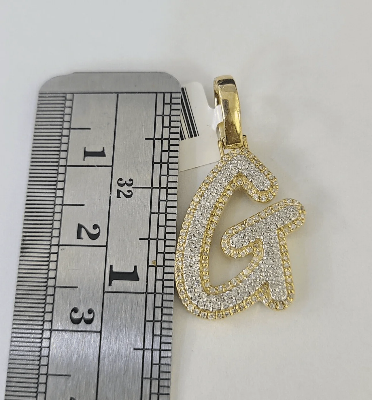 10k Yellow Gold Diamond G Charm Pendant Initial Alphabet Letter Real Genuine - Image 2