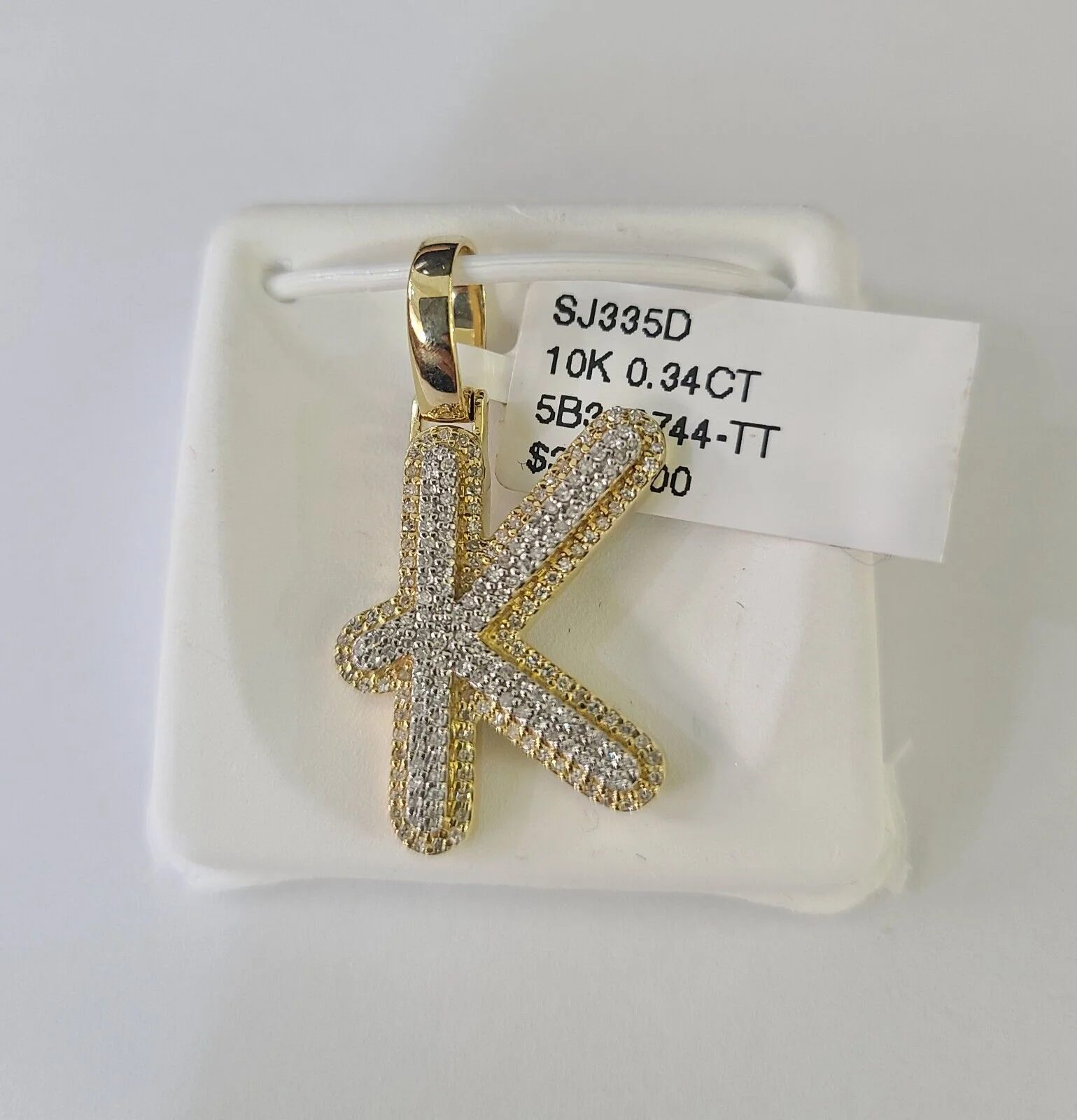 10k Yellow Gold Diamond K Charm Pendant Initial Alphabet Letter Real Genuine - Image 4