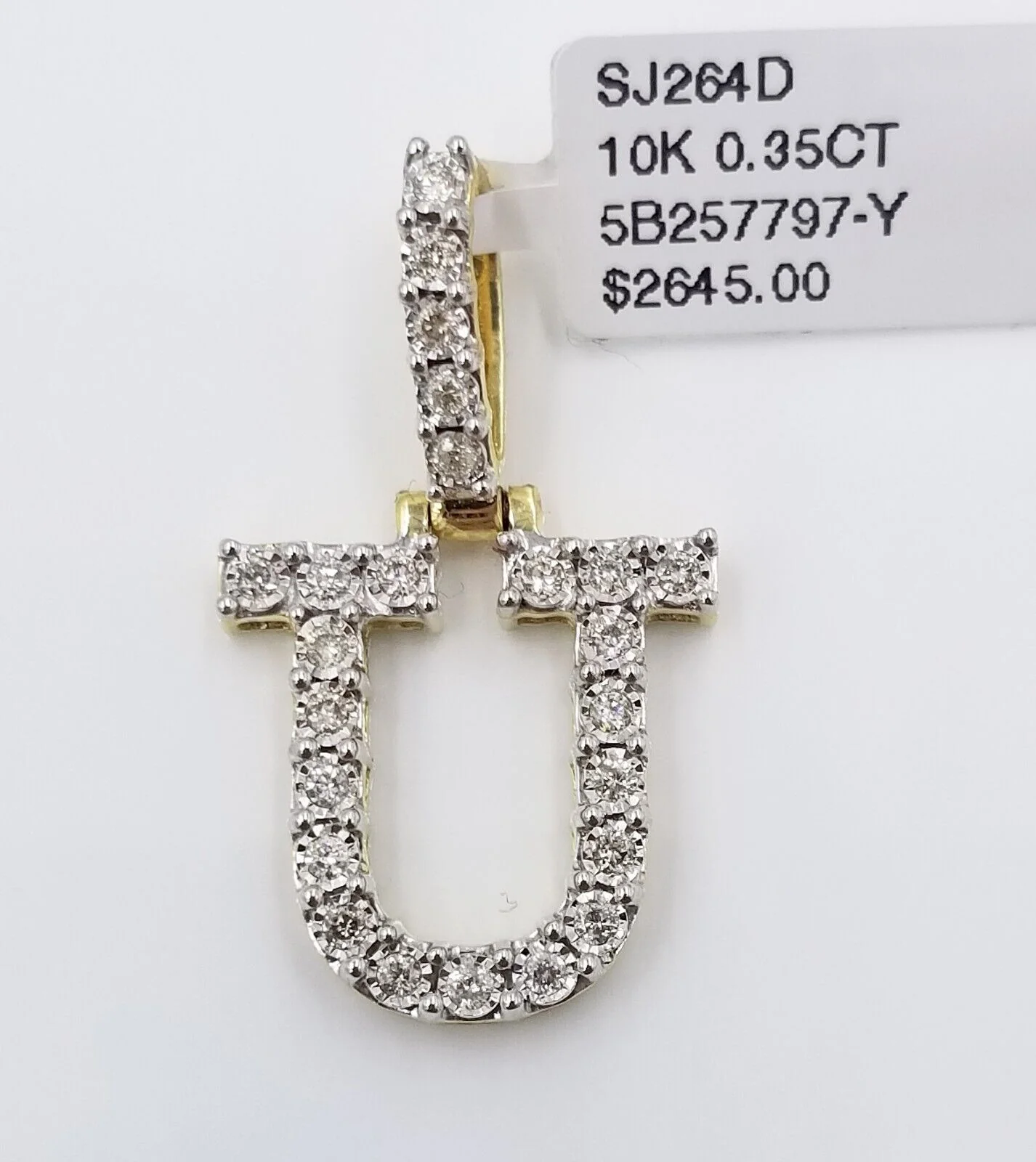 10k Yellow Gold Diamond Letter A-Z Initial Charm Pendant Real Diamond - Image 11