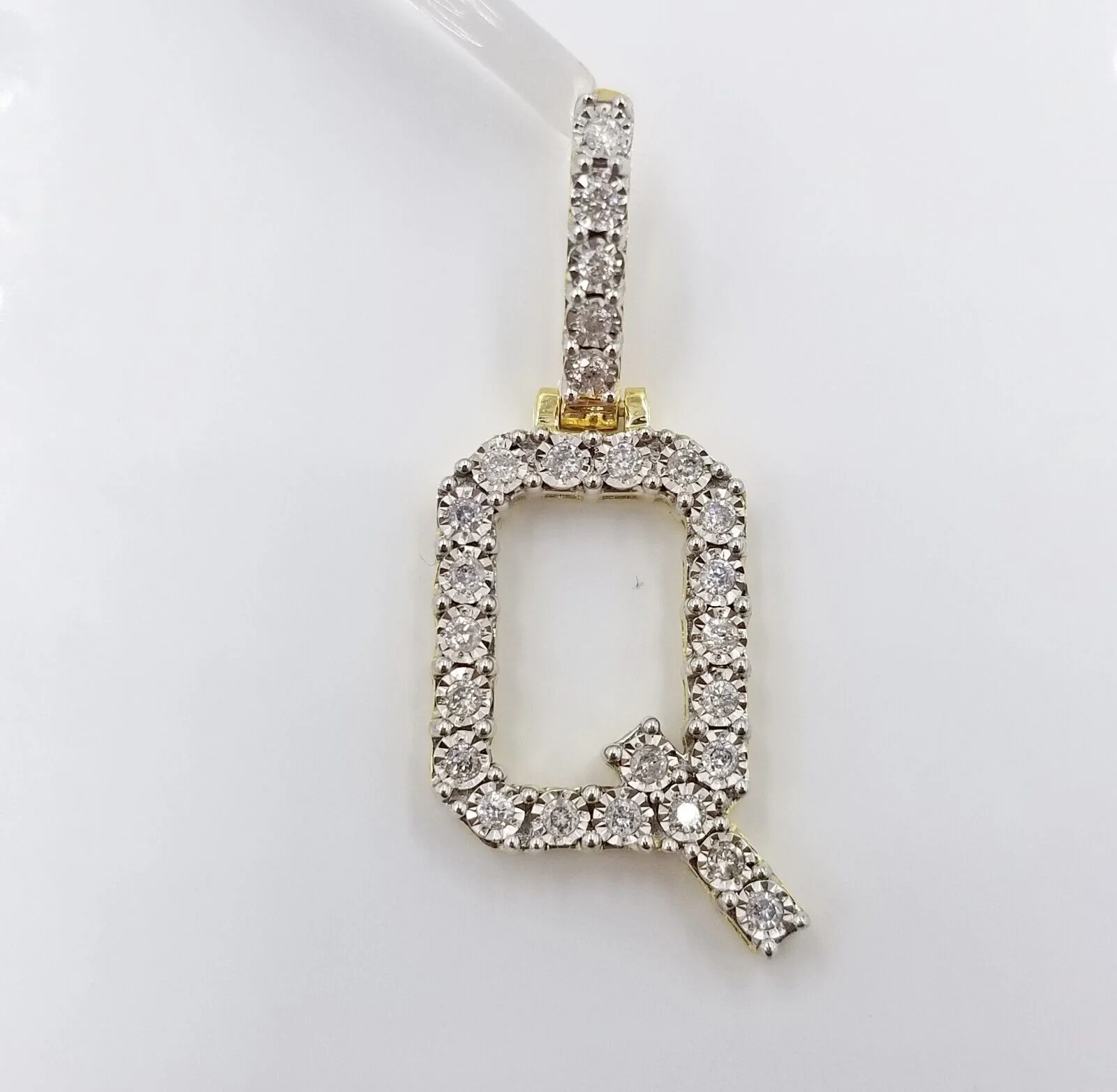 10k Yellow Gold Diamond Letter A-Z Initial Charm Pendant Real Diamond - Image 13