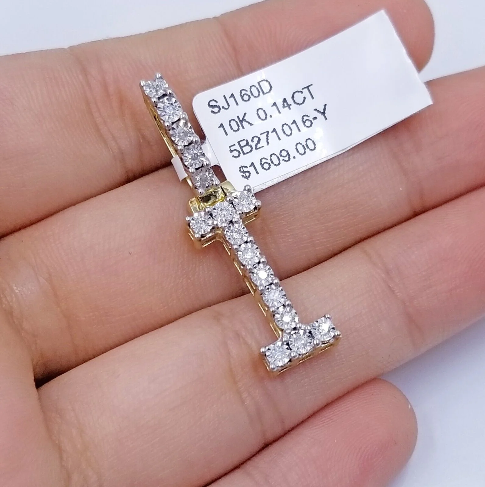 10k Yellow Gold Diamond Letter A-Z Initial Charm Pendant Real Diamond - Image 17