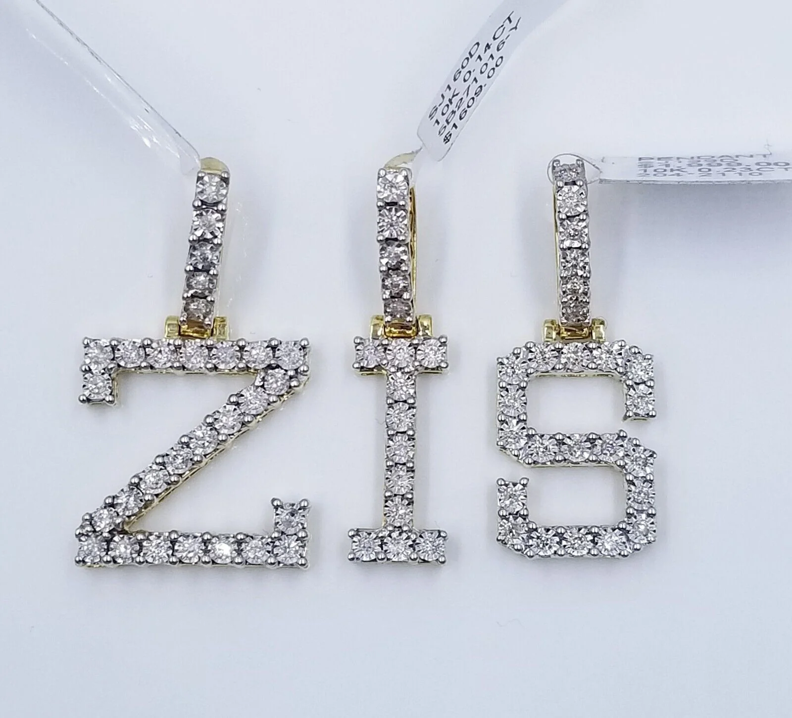 10k Yellow Gold Diamond Letter A-Z Initial Charm Pendant Real Diamond - Image 22