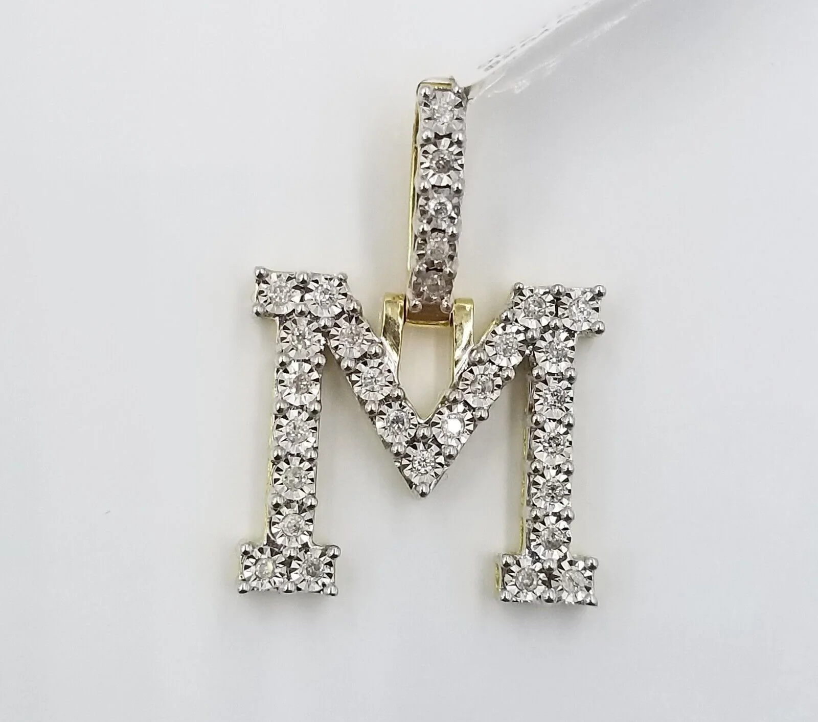 10k Yellow Gold Diamond Letter A-Z Initial Charm Pendant Real Diamond - Image 8
