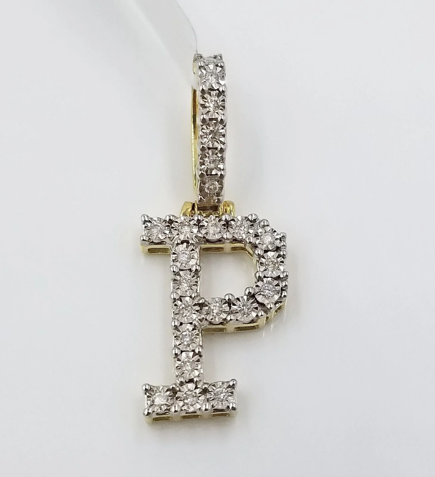 10k Yellow Gold Diamond Letter A-Z Initial Charm Pendant Real Diamond - Image 9
