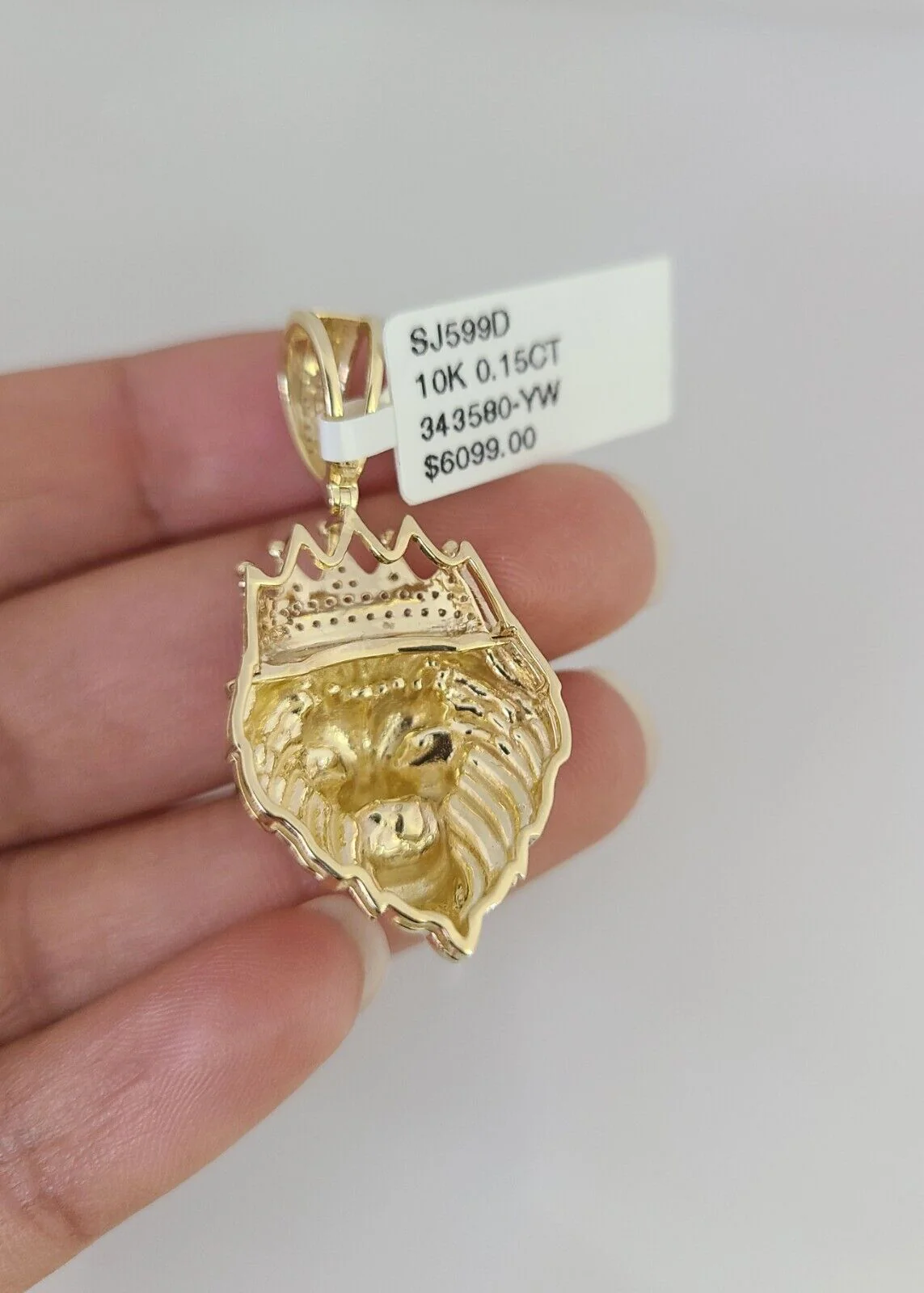 10k Yellow Gold Diamond Roaring Lion Charm Real 10Kt Pendant Natural Genuine - Image 3