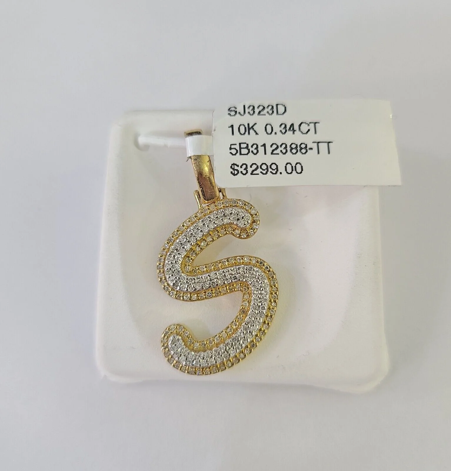 10k Yellow Gold Diamond S Charm Pendant Initial Alphabet Letter Real Genuine - Image 4