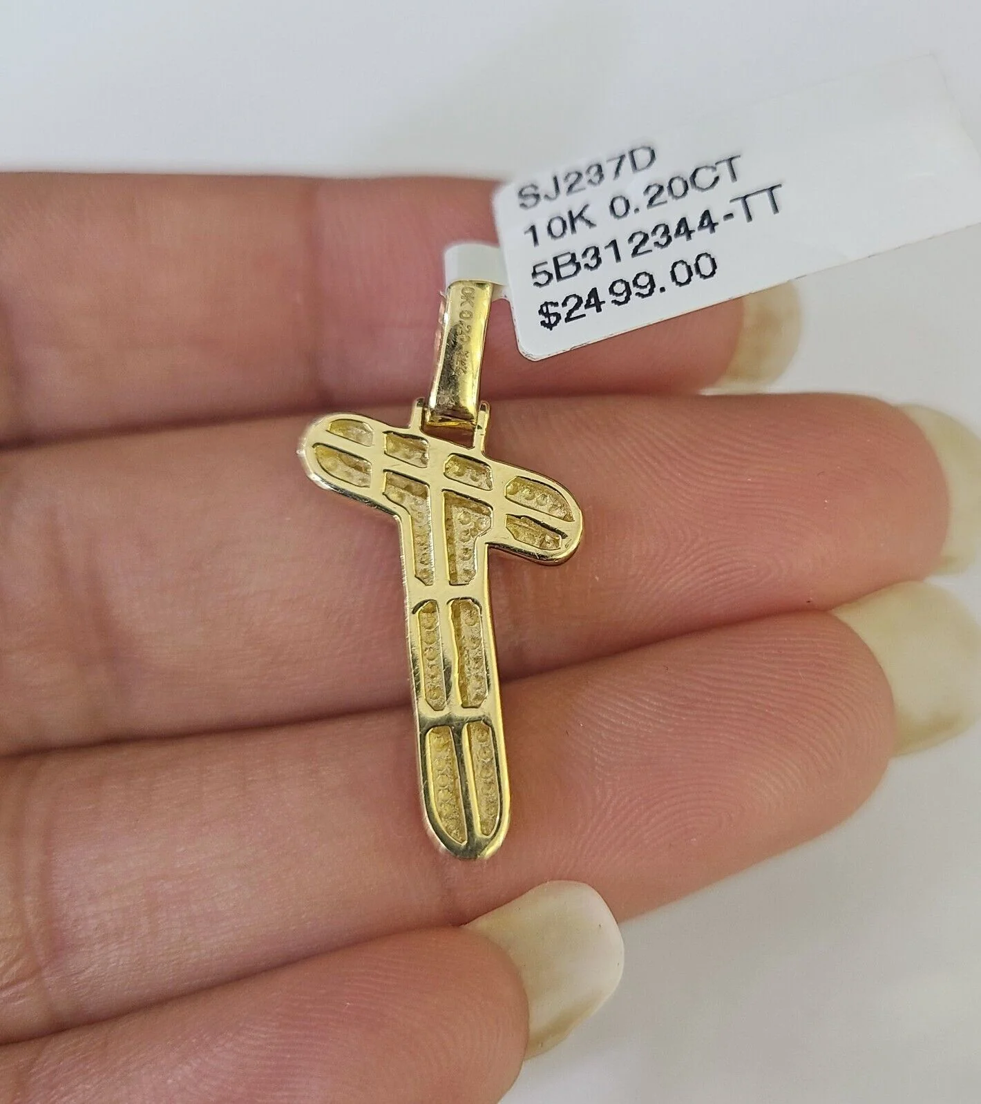 10k Yellow Gold Diamond T Charm Pendant Initial Alphabet Letter Real Genuine - Image 3