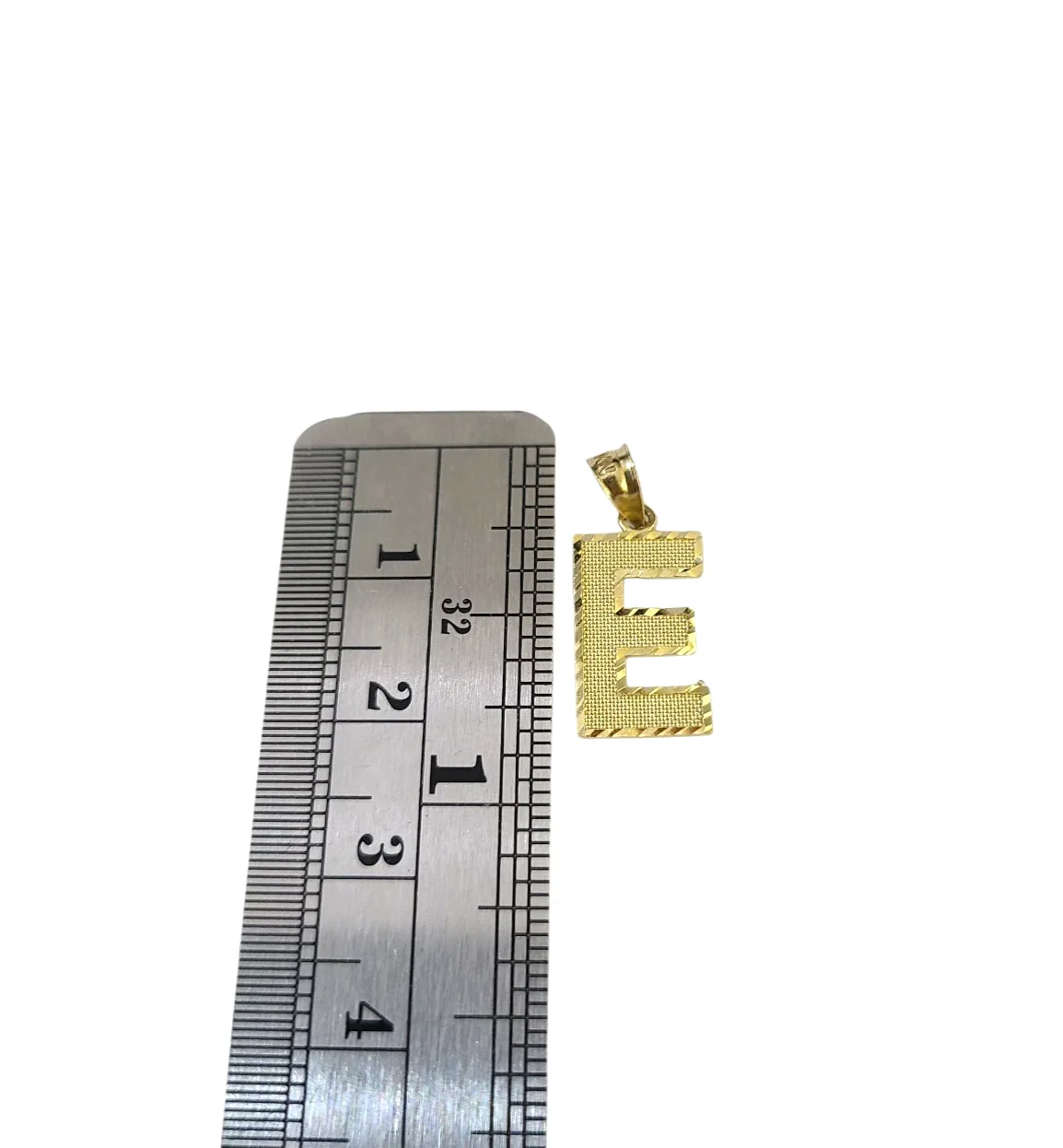 10K Yellow Gold E Initial Charm Pendant Alphabet Real 10kt Men Women - Image 4