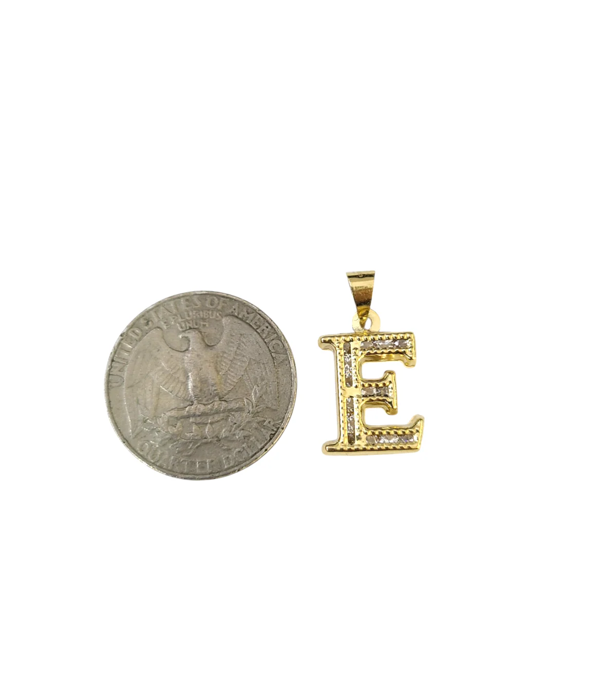 10K Yellow Gold E Initial Charm Pendant Alphabet Real 10kt Men Women - Image 2