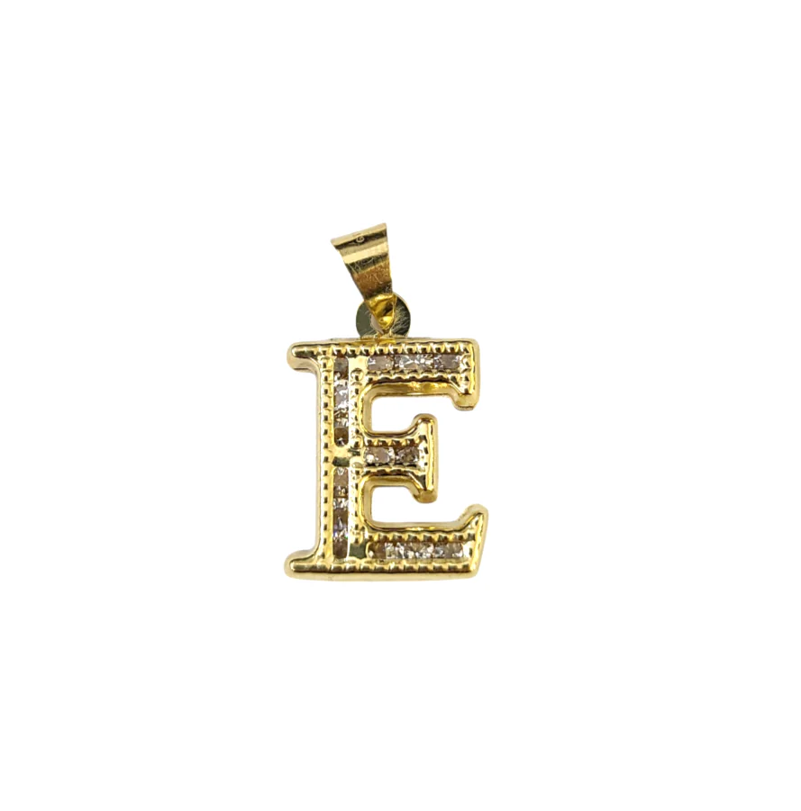10K Yellow Gold E Initial Charm Pendant Alphabet Real 10kt Men Women - Image 4