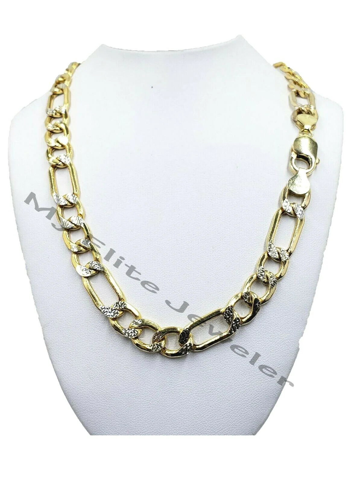10k Yellow Gold Figaro Chain Necklace 26" Diamond Cut REAL Cuban Link