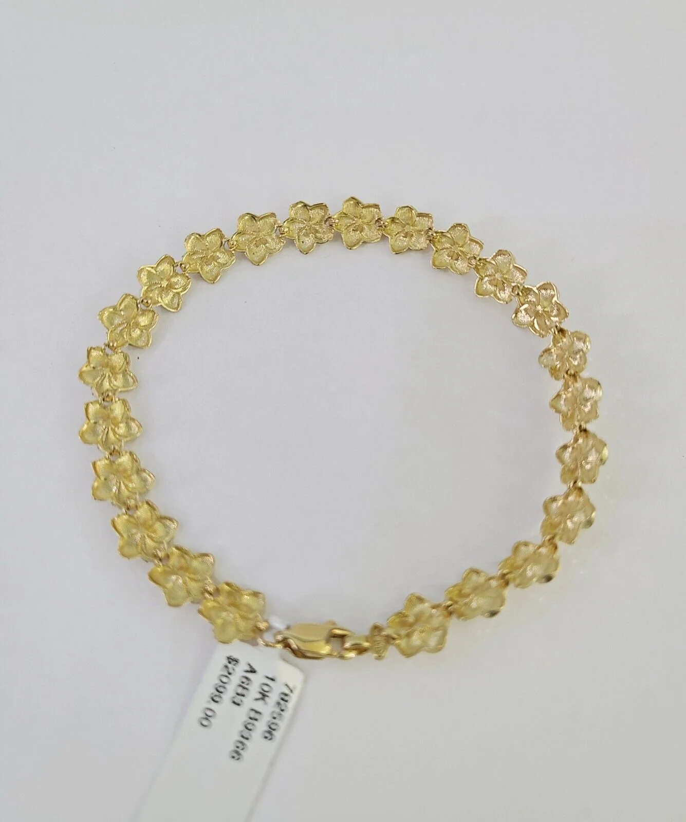 10k Yellow Gold Flower Bracelet 8mm 8" Women Ladies Real Genuine - Image 7