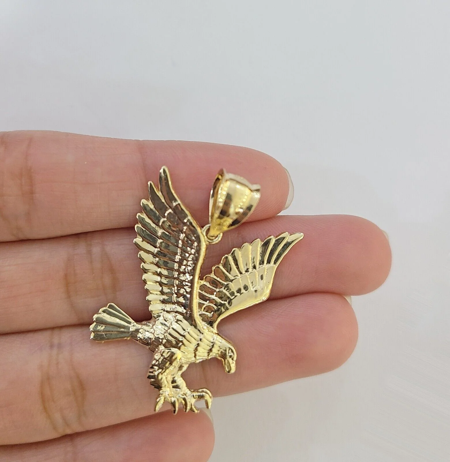 10k Yellow Gold Flying Eagle Charm Pendant For Men Women 1" Inch Bird 10kt Real - Image 2