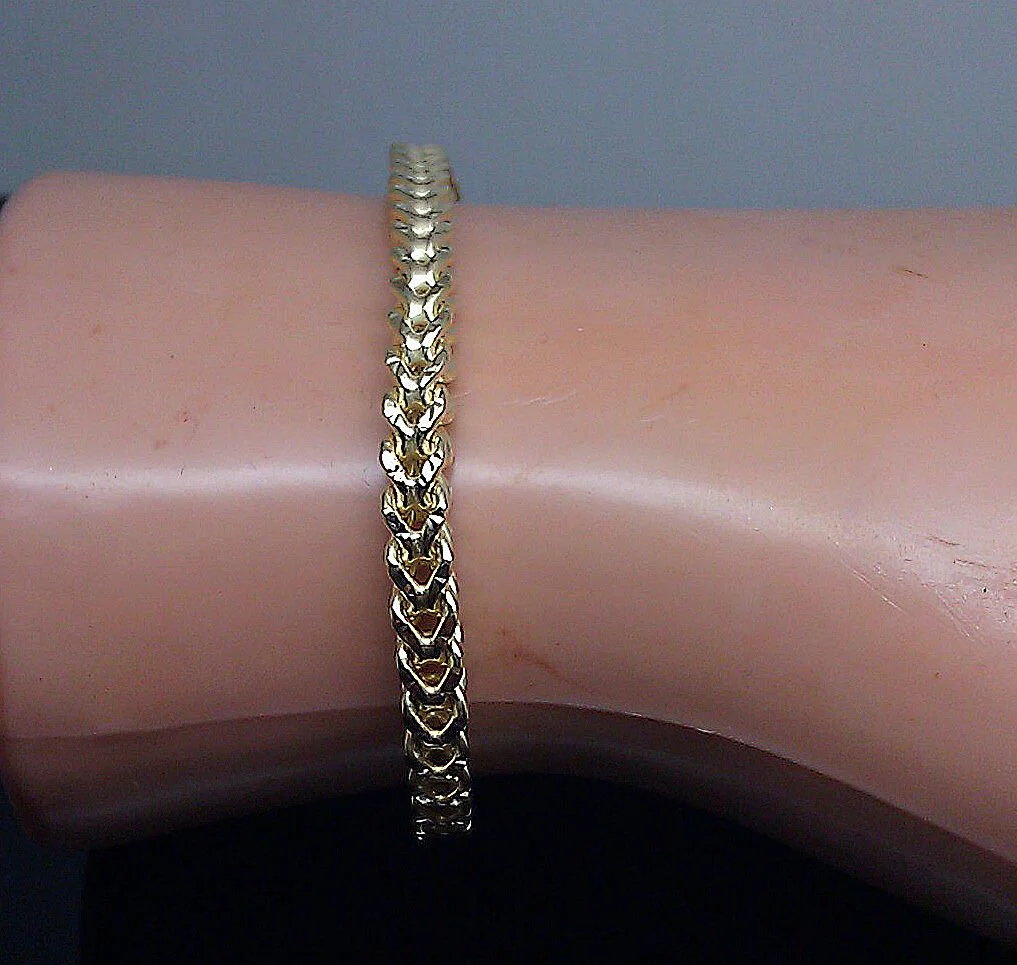 10k Yellow Gold Franco Bracelet 4mm 8" Inch Men Women Rope Cuban Link Real gold - Image 10