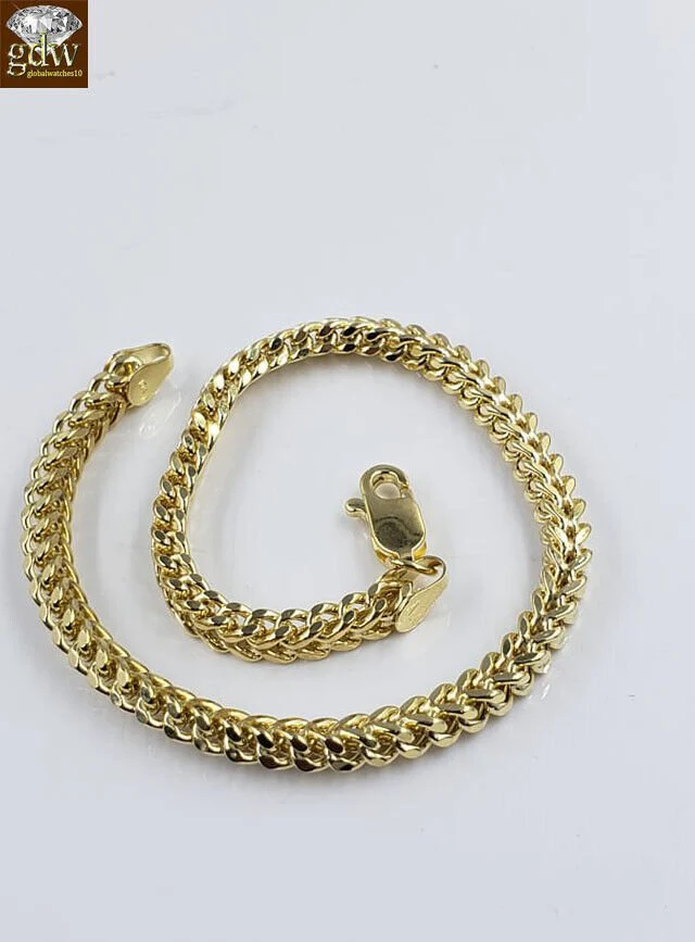 10k Yellow Gold Franco Bracelet 4mm 8" Inch Men Women Rope Cuban Link Real gold - Image 3