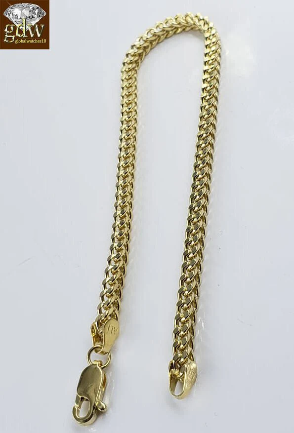 10k Yellow Gold Franco Bracelet 4mm 8" Inch Men Women Rope Cuban Link Real gold - Image 7