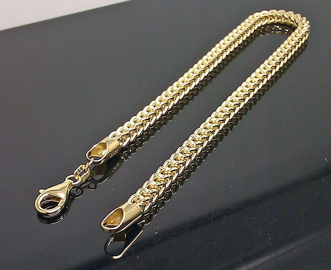 10k Yellow Gold Franco Bracelet 4mm 8" Inch Men Women Rope Cuban Link Real gold - Image 9
