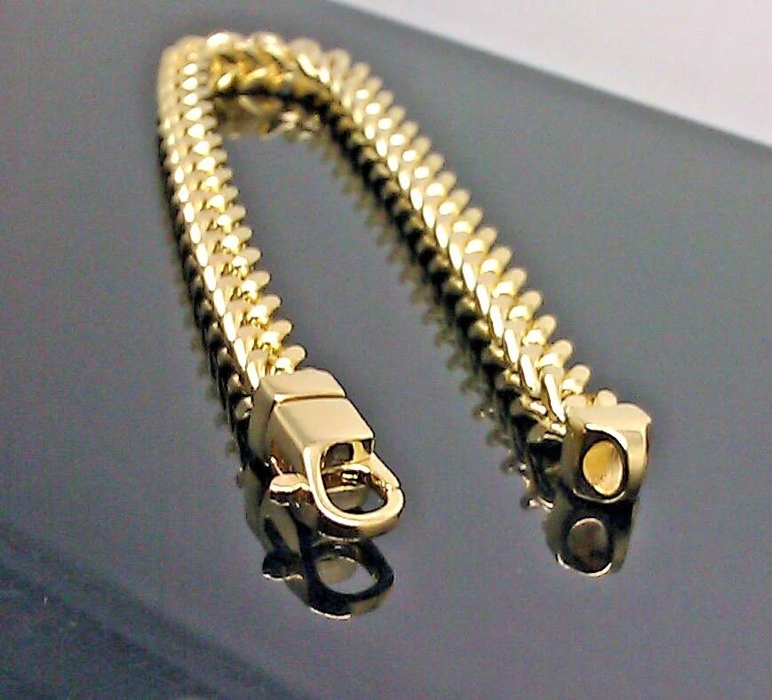 10k Yellow Gold Franco Bracelet 7mm 9" Inch lobster lock - Image 5