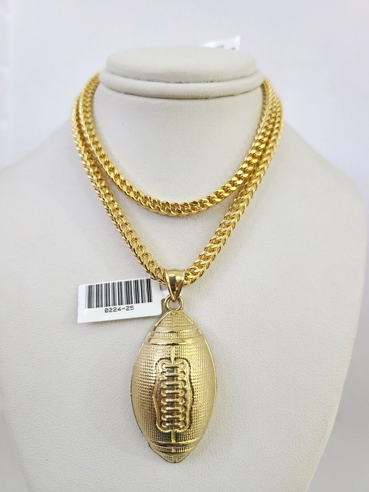 10k Yellow Gold Franco Chain Foot Ball Charm Pendant 4mm 18-28 Inches Necklace